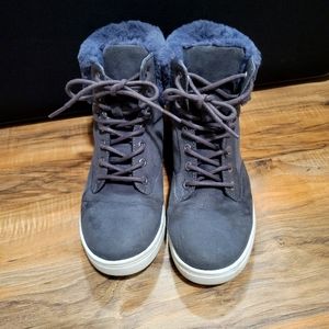 Kids Gray Hightops With Fur
